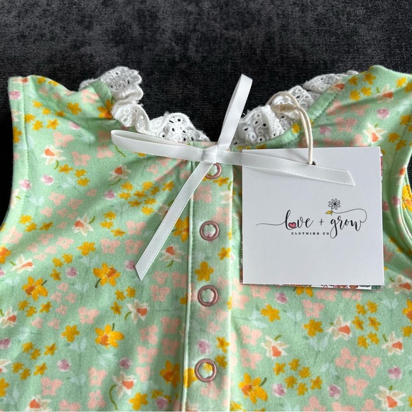 NWT Love & Grow Green Floral Easter Romper Size 2T - Picture 2 of 8